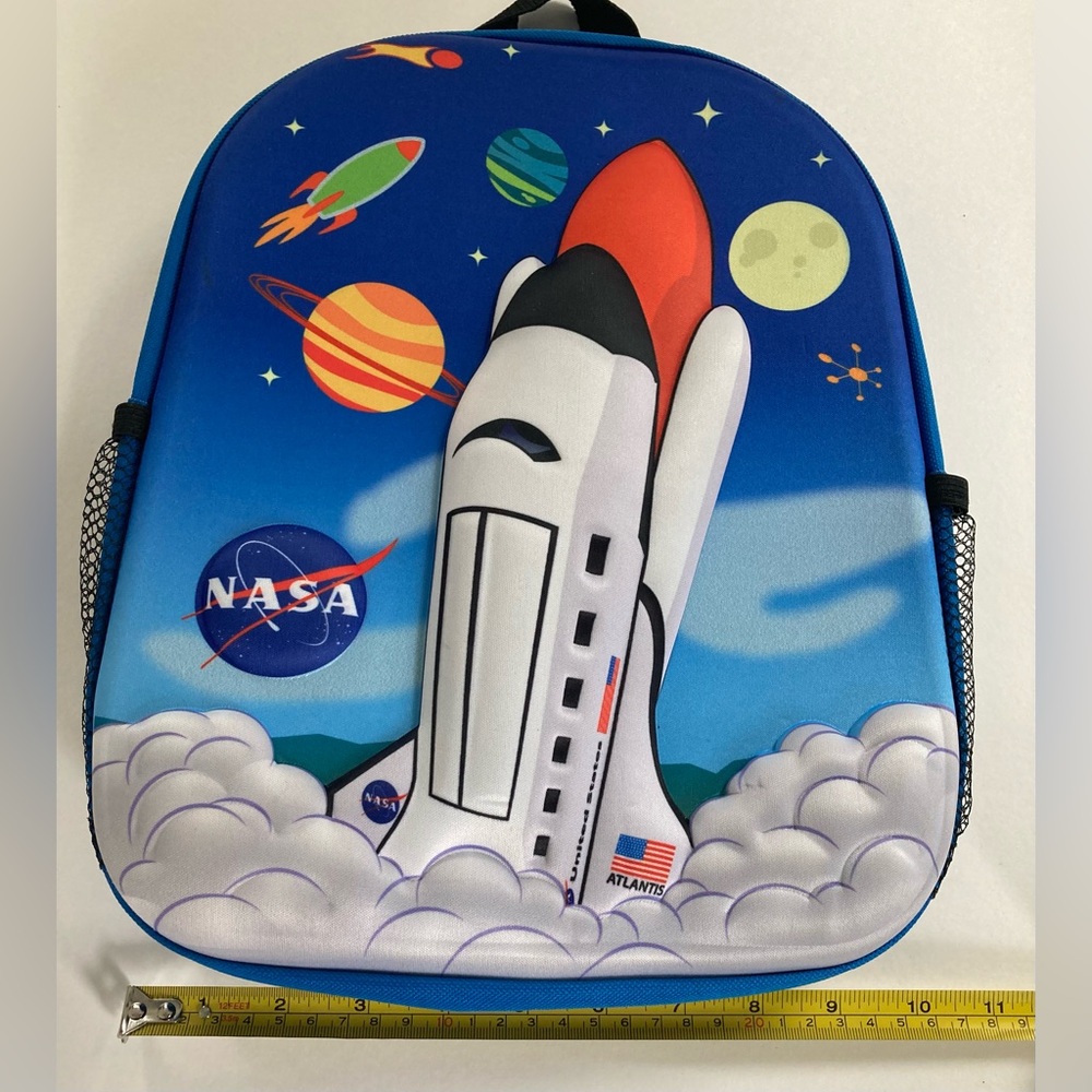 Kids NASA Space Shuttle Atlantis Planets 3D School Backpack with TAGS 12" x 10" - Picture 9 of 11